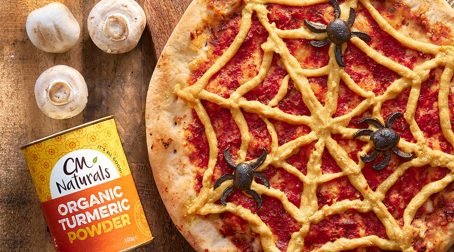 TURMERIC CHEESE SPIDERWEB PIZZA! 🕷🍕