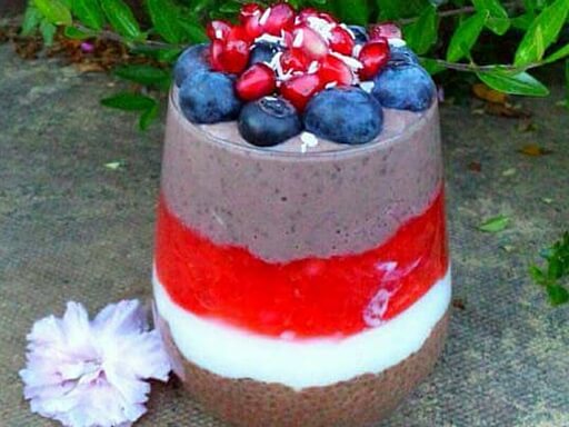 Chocolate chia and fruit overnight oats