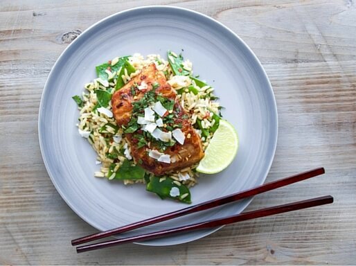 Miso Baked Cod with Coconut Rice