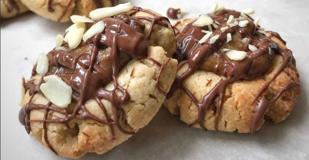 Chocolate Almond Salted Caramel Thumbprint Cookies – Coconut Merchant