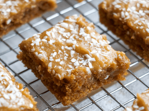 Gooey Cashew and Vanilla Frosted Blondies – Coconut Merchant