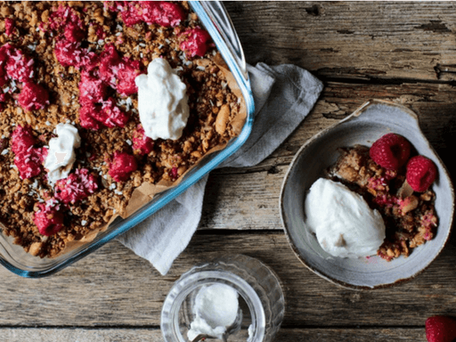 Vegan Banana & Raspberry Crumble
