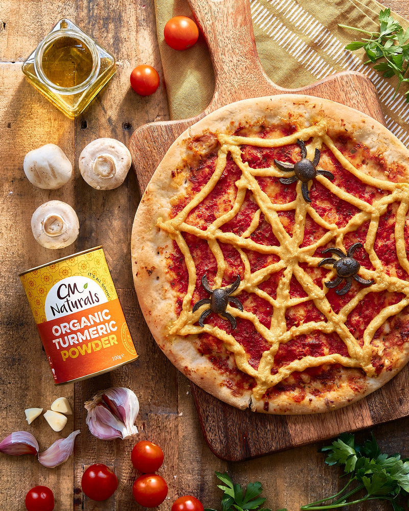 TURMERIC CHEESE SPIDERWEB PIZZA! 🕷🍕