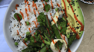 TRY THIS: COCONUT RICE WITH GREENS AND SPICY SESAME SAUCE