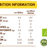 Nutritional information for Organic Coconut Vinegar with Turmeric and Moringa showing low calorie and zero fat details